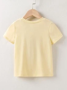 SHEIN 小女童人物和字母圖案T恤 - 黃色 - 查看 2