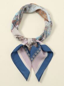 1 pieza Pañuelo con estampado de flores geométrico de moda damas - Multicolor - Ver 4