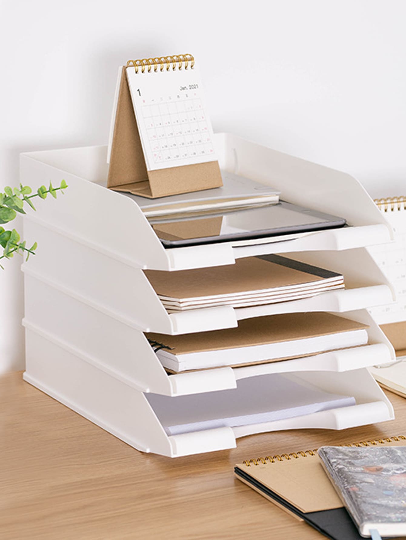 1pc Plain Letter Tray - White - View 1