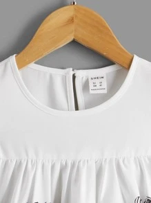 SHEIN Áo sơ mi bé gái Xù Con số Dễ thương - trắng - Xem 4