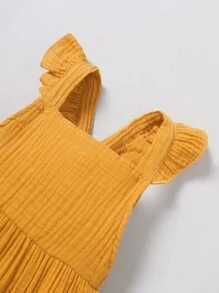 Newborn Baby Ruffle Trim Crisscross Back Bodysuit - Mustard Yellow - View 3