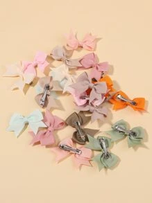 bilicaca 20pcs Toddler Girls Bow Decor Hair Clip - Multicolor - View 4