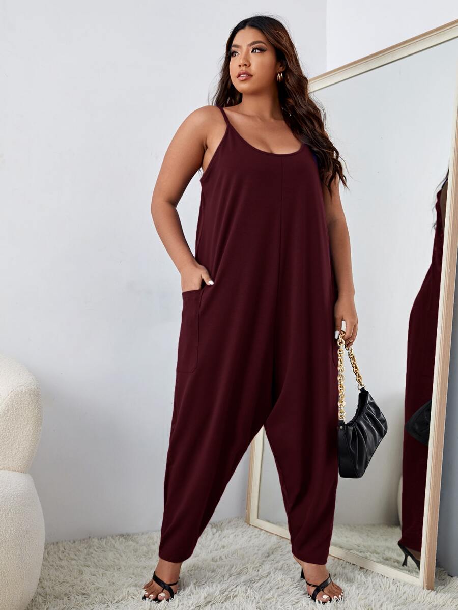 SHEIN Unity Mono de tirantes con doble bolsillos - Morado - Ver 1