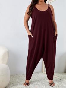 SHEIN Unity Mono de tirantes con doble bolsillos - Morado - Ver 4