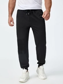 Manfinity Homme Men Drawstring Waist Joggers - Black - View 1
