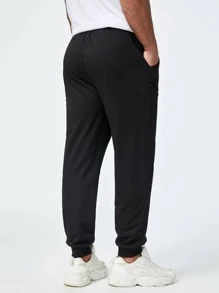 Manfinity Homme Men Drawstring Waist Joggers - Black - View 2