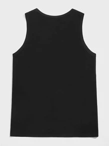 GENTILAND Men Cotton Contrast Camo Print Tank Top - Black - View 2