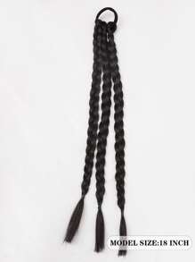 Long Synthetic Hair Braid With Hair Tie - Black - View 2