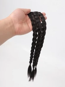 Long Synthetic Hair Braid With Hair Tie - Black - View 3