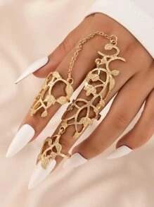 imoli Anillo con dedo con diseño de hoja - Amarillo Oro - Ver 5