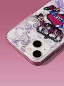 ROMWE Funda para móvil con patrón de corazón - Multicolor - Ver 2