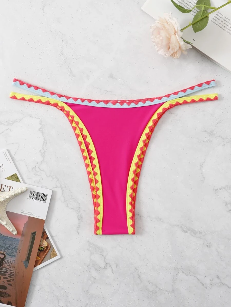 SHEIN Swim 鏤空撞色滾邊泳衣下裝