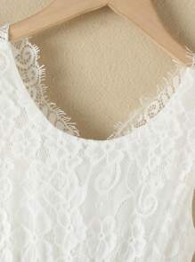 SHEIN Girls Flared Hem Lace Dress - White - View 7