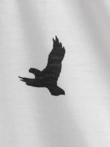 SHEIN 年輕男孩鷹和羽毛印花短袖t恤,休閒舒適 - 彩色 - 查看 3