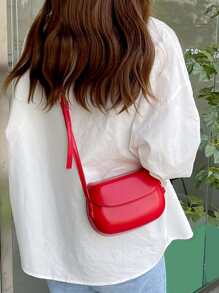 Túi Crossbody Nữ màu trơn Có thể điều chỉnh được Đúng mốt - Đỏ - Xem 1