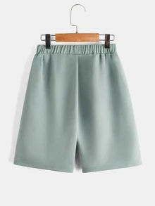 SHEIN Bộ hai mảnh Trai Dây kéo Túi Lá thư Giải trí - Màu xanh Bạc hà - Xem 3