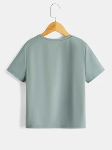 SHEIN Bộ hai mảnh Trai Dây kéo Túi Lá thư Giải trí - Màu xanh Bạc hà - Xem 6