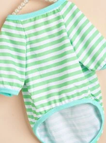 1 pieza Camiseta de mascota con estampado de rayas - Verde - Ver 4
