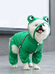 1pc Frog Design Pet Raincoat - Green - View 1