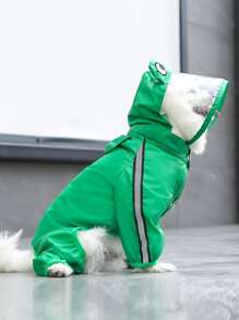 1pc Frog Design Pet Raincoat - Green - View 4