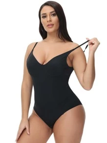 Solid Underwire Shapewear Bodysuit - Black - View 3