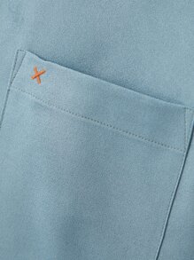 Manfinity Homme Men Letter Embroidery Patched Pocket Shirt Without Tee - Dusty Blue - View 5