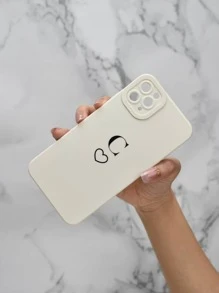 Matte Tpu Phone Case With Creamy White Angel And Heart Alphabet C Design - Black and White - View 4