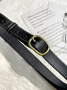 DAZY 針腳細節橢圓形搭扣腰帶 - 黑色 - 查看 8