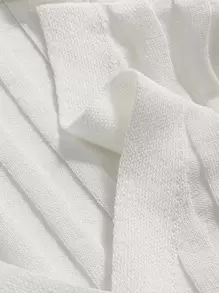 DAZY 罗纹针织纽扣前开衫，秋装，返校服 - 白色 - 查看 3