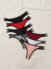 7packs Cut-Out Contrast Binding Sexy Panties - Multicolor - View 3