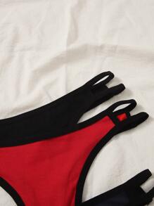 7packs Cut-Out Contrast Binding Sexy Panties - Multicolor - View 4