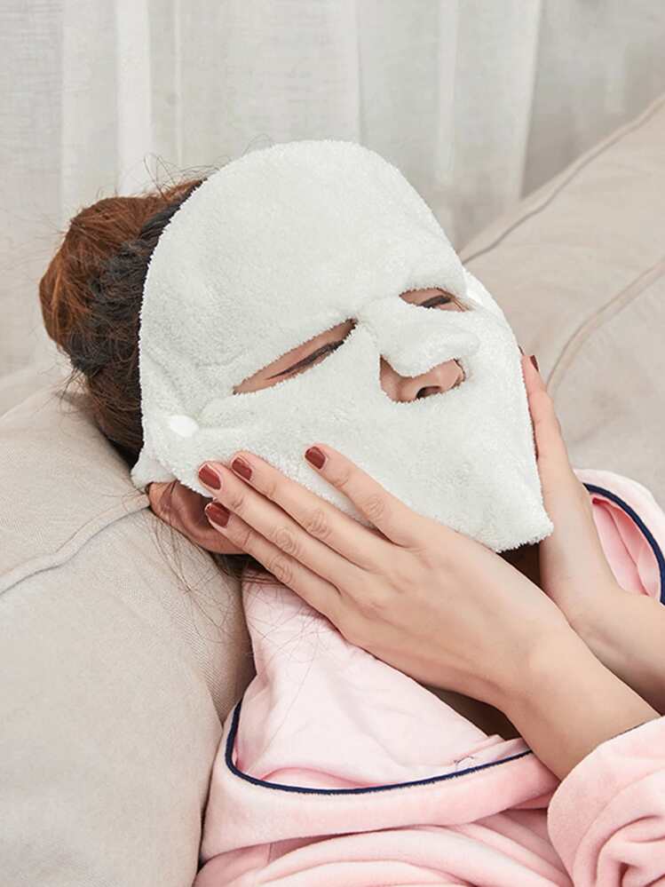 ストラップ付きホットコンプレスフェイスタオルフェイシャルシート、ホットコールドスキンケア用の再利用可能なフェイシャルスチーマータオル1枚、モイスチャライジングフェイススチーマー、ホームおよびビューティーサロン用ビューティーフェイシャルタオル - ホワイト - 見る 1