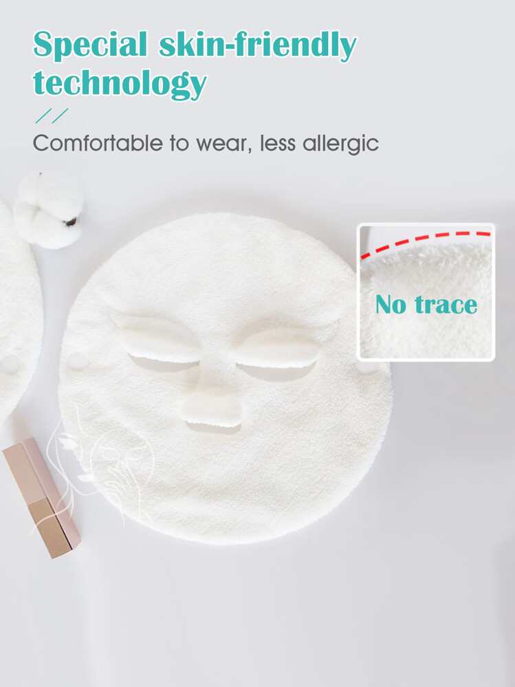 ストラップ付きホットコンプレスフェイスタオルフェイシャルシート、ホットコールドスキンケア用の再利用可能なフェイシャルスチーマータオル1枚、モイスチャライジングフェイススチーマー、ホームおよびビューティーサロン用ビューティーフェイシャルタオル - ホワイト - 見る 5