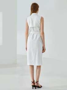 MOTF PREMIUM LINEN DOUBLE BREASTED BELTED DRESS - White - View 3