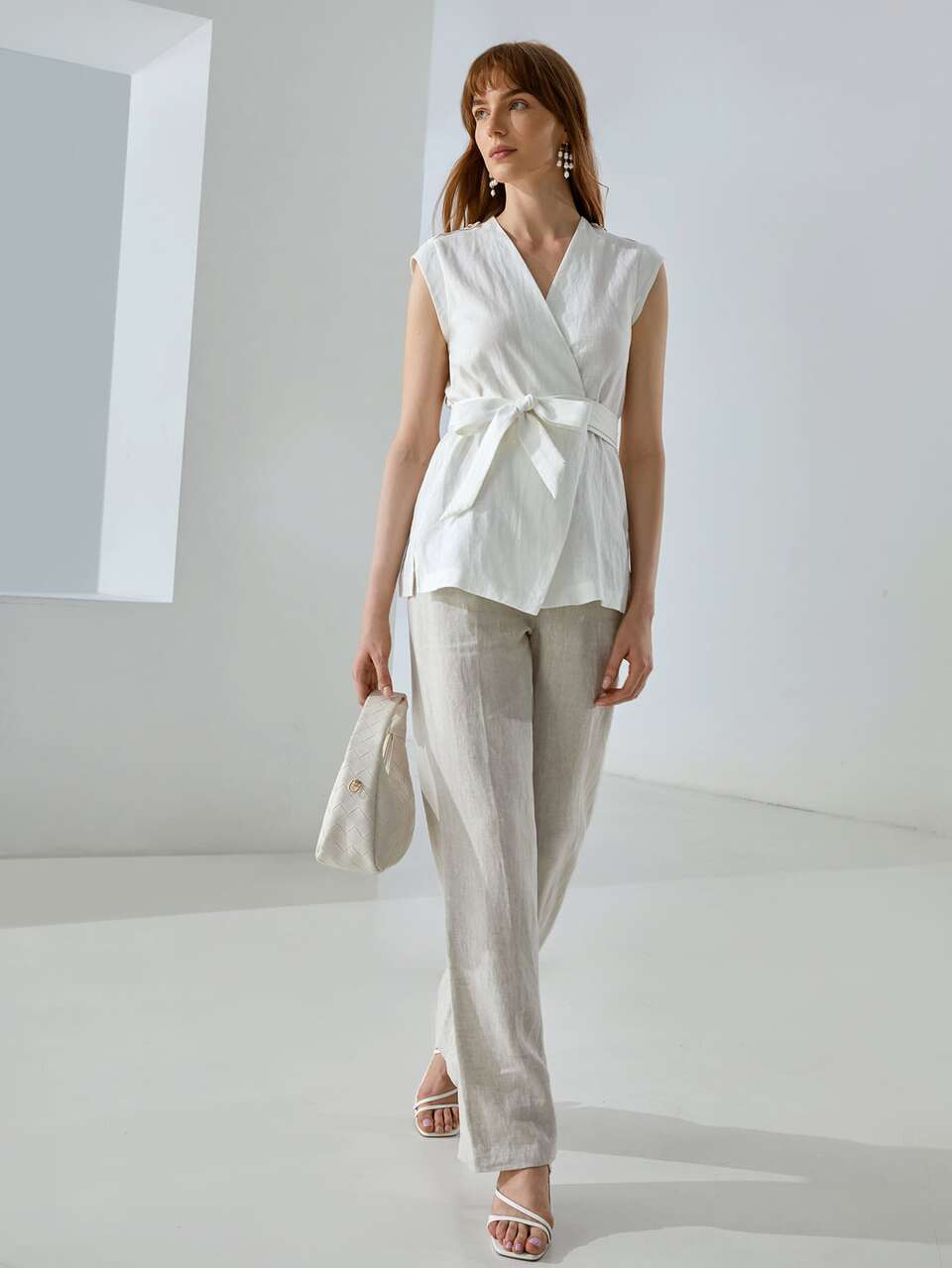 MOTF 100% LINEN WRAP BLOUSE