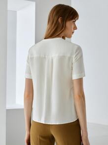 MOTF PREMIUM Blusa lino ribete en abanico - Blanco - Ver 2