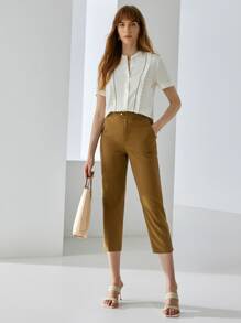 MOTF PREMIUM Blusa lino ribete en abanico - Blanco - Ver 7