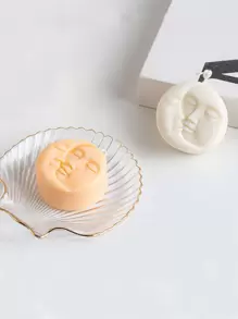 1 pieza Molde de silicona DIY con diseño de luna y sol, molde de silicona blanco redondo para jabón DIY - Blanco - Ver 4