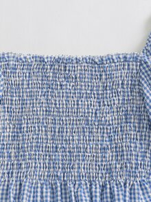 SHEIN LUNE 格子圖案上身打攬短款上衣 - 藍白色 - 查看 4