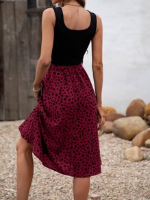 SHEIN Clasi Đầm Thắt lưng Gân đan Đồ họa Giải trí - Nhiều màu - Xem 2