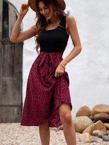 SHEIN Clasi Đầm Thắt lưng Gân đan Đồ họa Giải trí - Nhiều màu - Xem 3