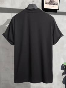 Manfinity Homme Men Bird & Letter Graphic Mock Neck Tee - Black - View 2