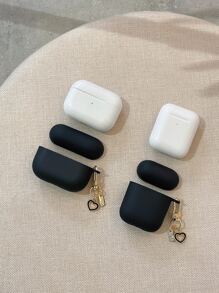 Hộp đựng mặt dây chuyền hình trái tim rỗng tương thích với AirPods - màu đen - Xem 4