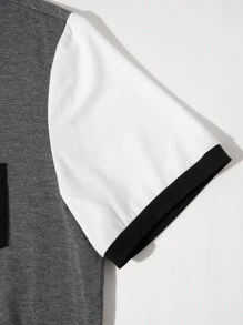 Manfinity Homme Tops Nam Túi Tương phản ràng buộc Khối Màu Giải trí - Màu xám đen - Xem 3