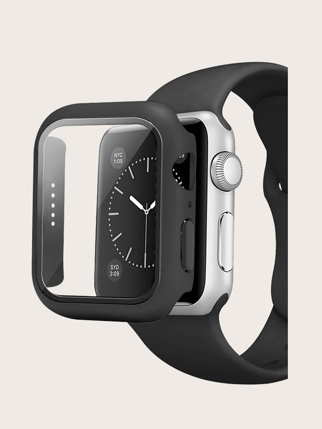 1pc Plain Case tương thích với Apple Watch Series 7 - màu đen - Xem 1