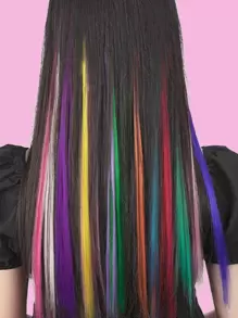 ROMWE Grunge Punk 5pcs Clip Long Straight Hairpiece - Nhiều màu - Xem 1