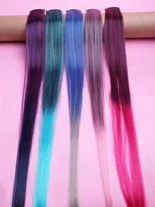 ROMWE Grunge Punk 5pcs Clip Long Straight Hairpiece - Nhiều màu - Xem 2