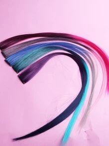 ROMWE Grunge Punk 5pcs Clip Long Straight Hairpiece - Nhiều màu - Xem 3