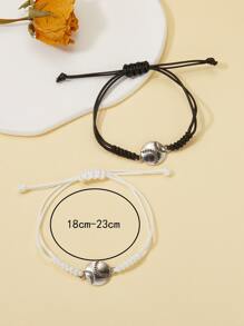 2 cái vòng đeo tay trang trí bóng chày - Bạc - Xem 3