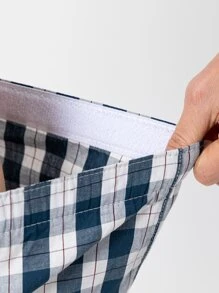 男士格紋印花平角內褲 - 彩色 - 查看 4